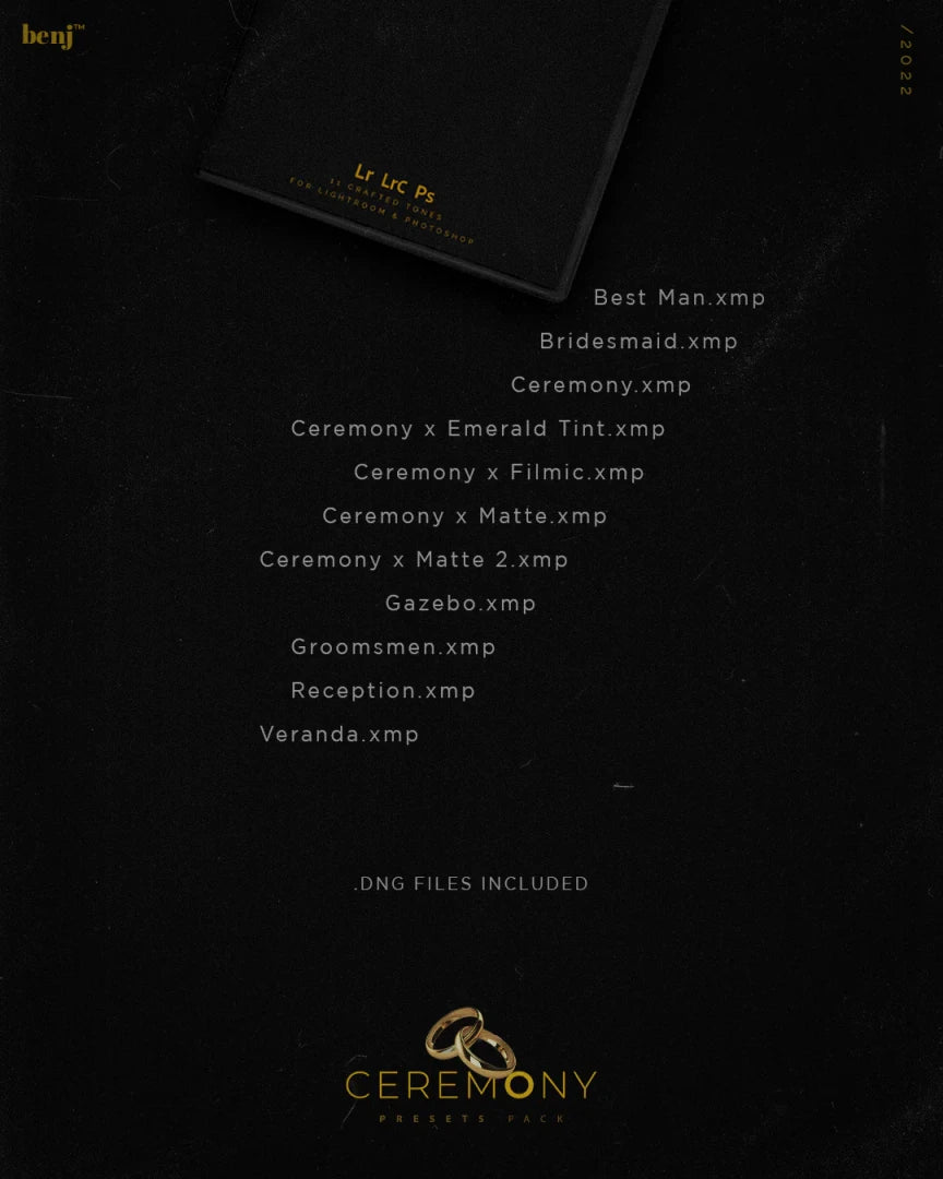 Benj™ – Ceremony x Film Look Presets Bundle - Digital Presets
